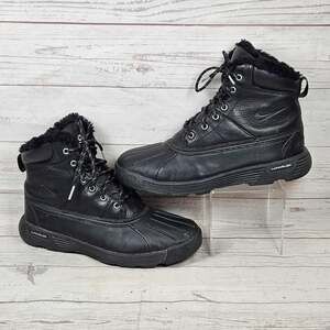 Nike 417724-003 ACG Duck Boots Women's Black US 10 Leather Faux Fur Lunarlon